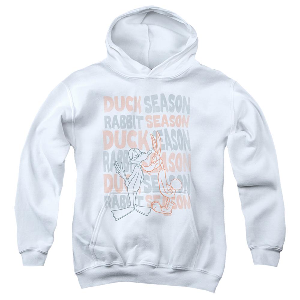 Looney Tunes Duck Season Rabbit Season Kids Youth Hoodie White