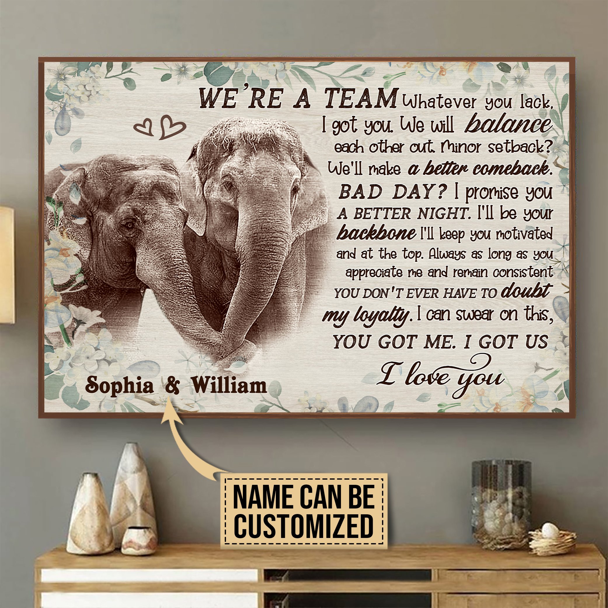 Personalized Elephant We Are Team Customized Poster