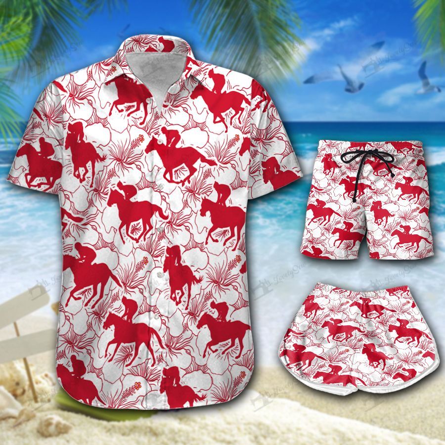 Horse Racing Hawaiian Shirt Shorts Ha101400