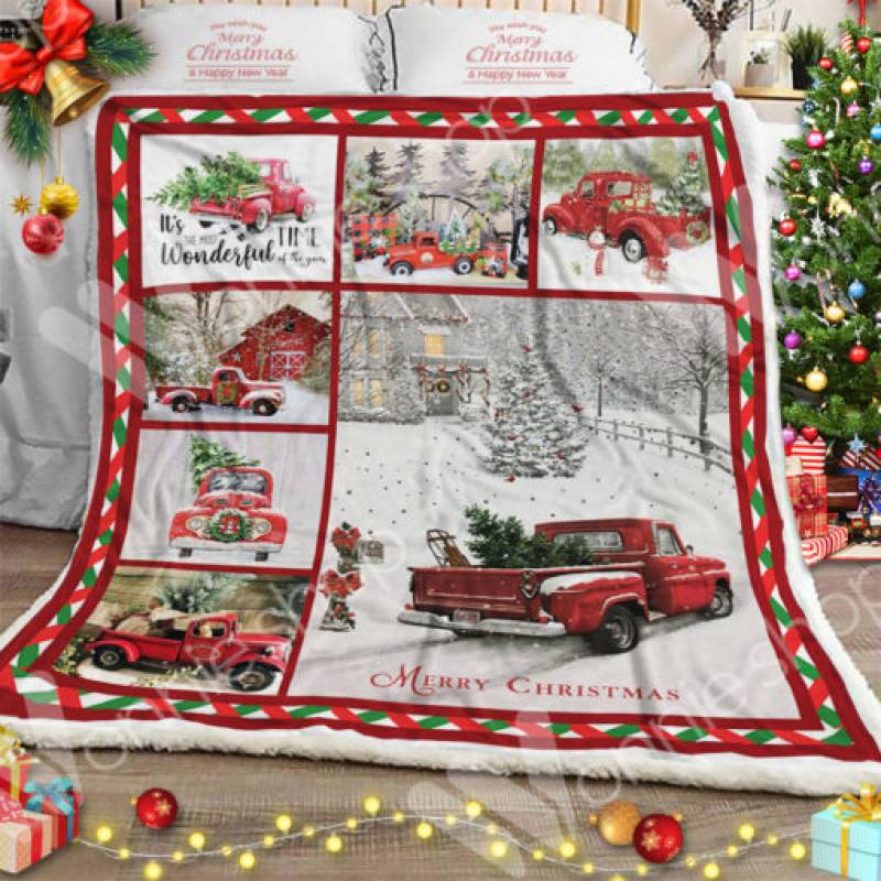 Red Truck Chrismas Sherpa Blanket OCT0401 69O41