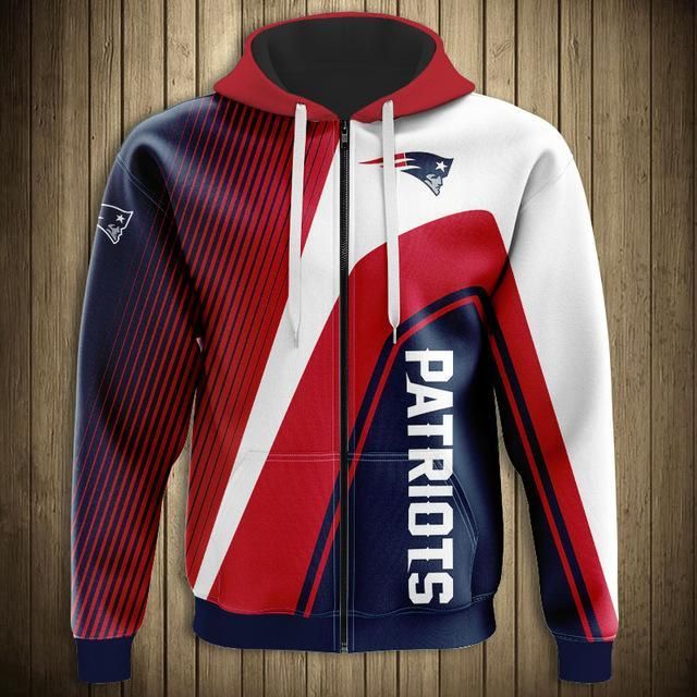 Limited Edition Football Hoodie New England Patriots Casual 3D Zipper Hoodie