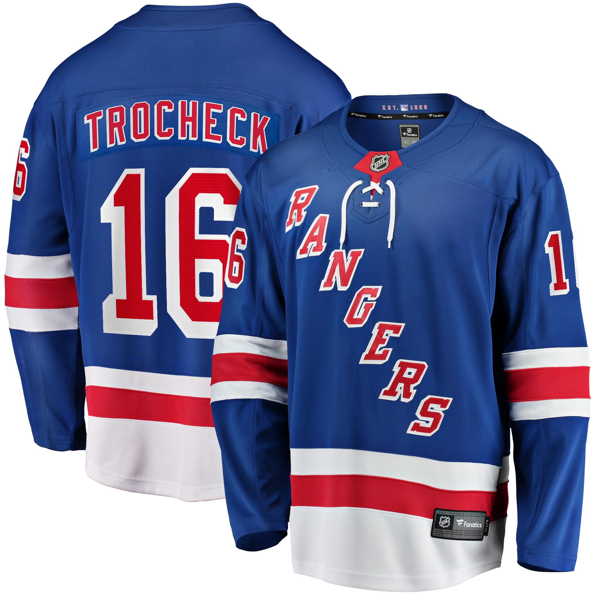 Men's New York Rangers Vincent Trocheck Blue Home Breakaway Player Jersey