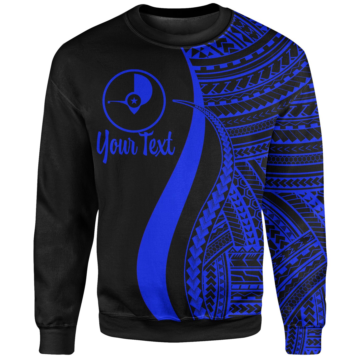 Yap Custom Personalised Sweatshirt – Blue Polynesian Tentacle Tribal Pattern – BN11