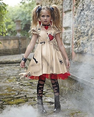 Vampire Cosplay Girls Halloween Costume For Kids Wedding Ghost Bride Flower Girl Witch Voodoo Doll Disfraz alx