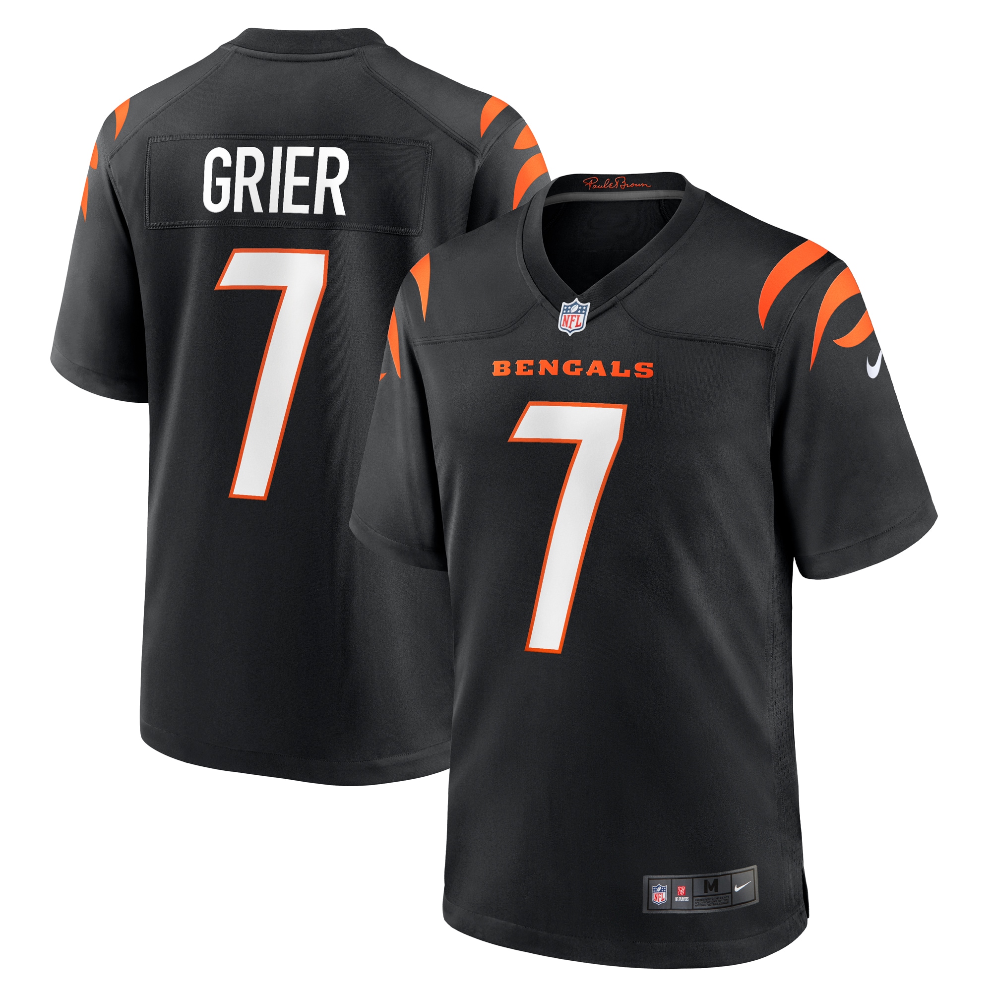 Men’s Cincinnati Bengals Will Grier  Black Team Game Jersey 2