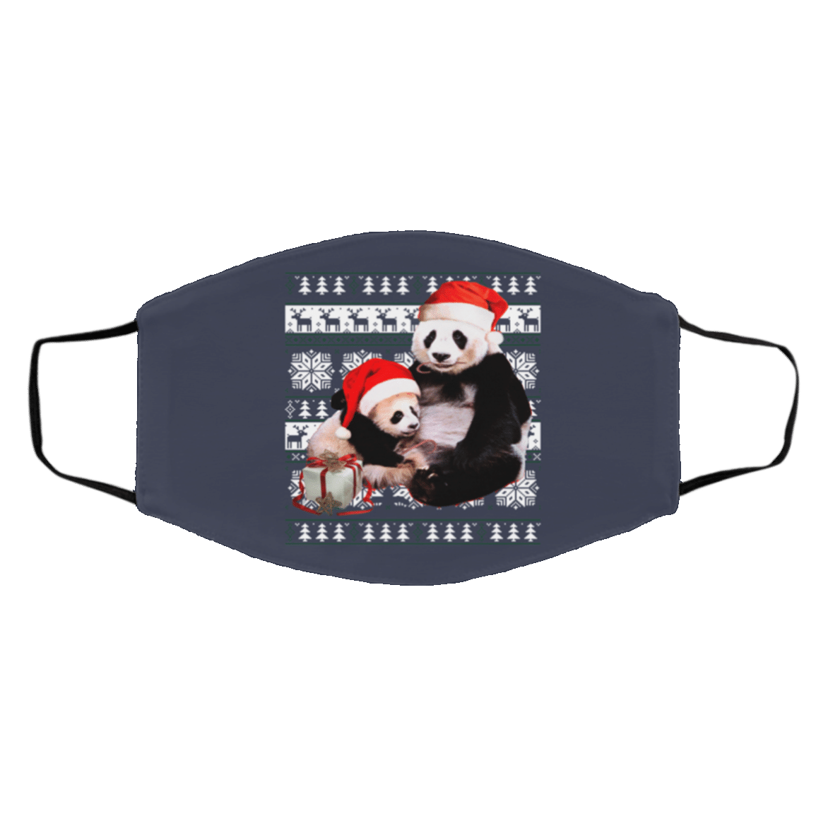 Ugly Christmas Sweater Panda Bears Ugly Christmas face mask