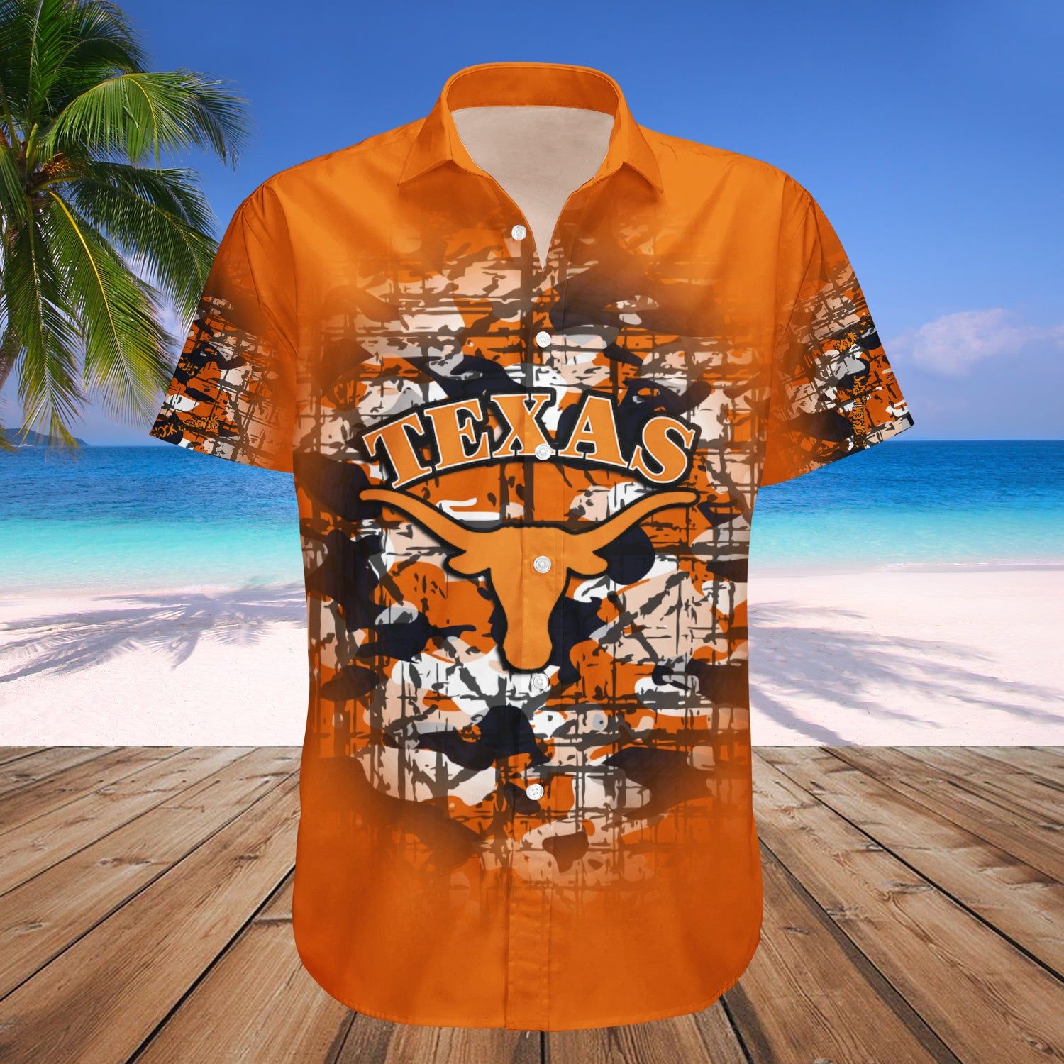 Texas Longhorns Hawaii Shirt Camouflage Vintage – NCCA