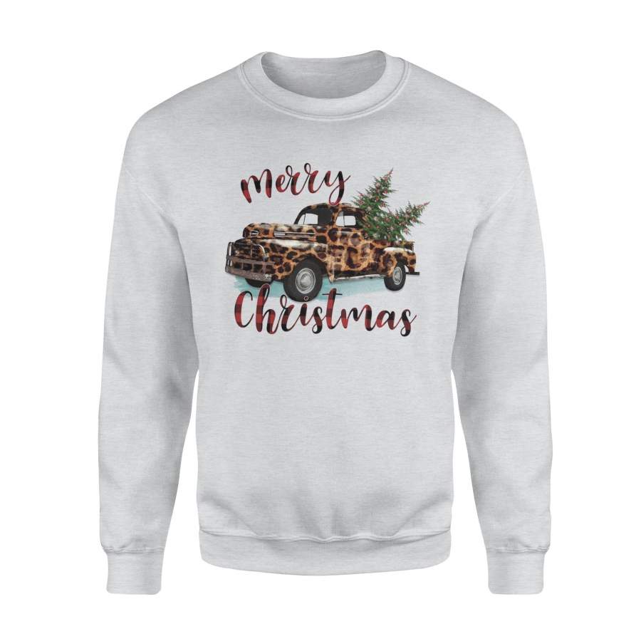 Leopard Printed Car Merry Christmas Merry Christmas Xmas Sweatshirt T shirt Christmas Gift Ideas