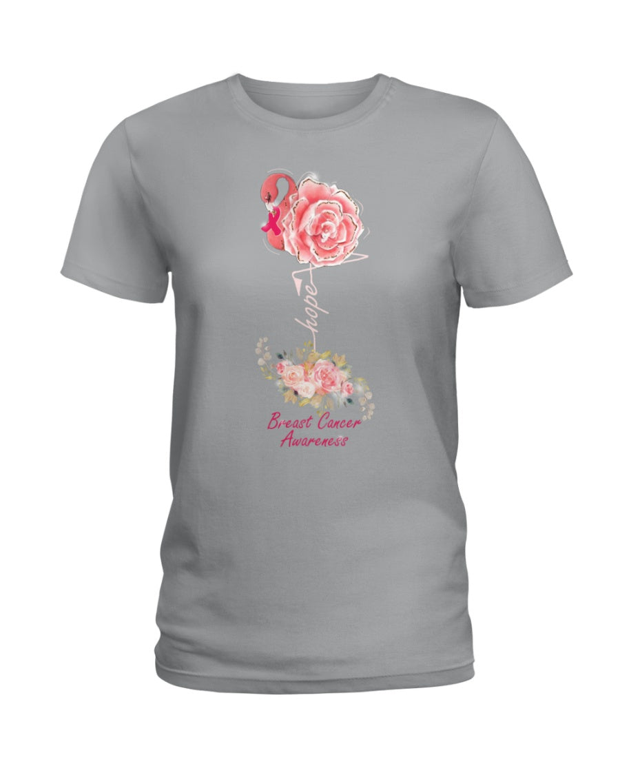 Market Trendz Hope With Flower Breast Cancer Awareness Gift For Cancer Patients Ladies Tee