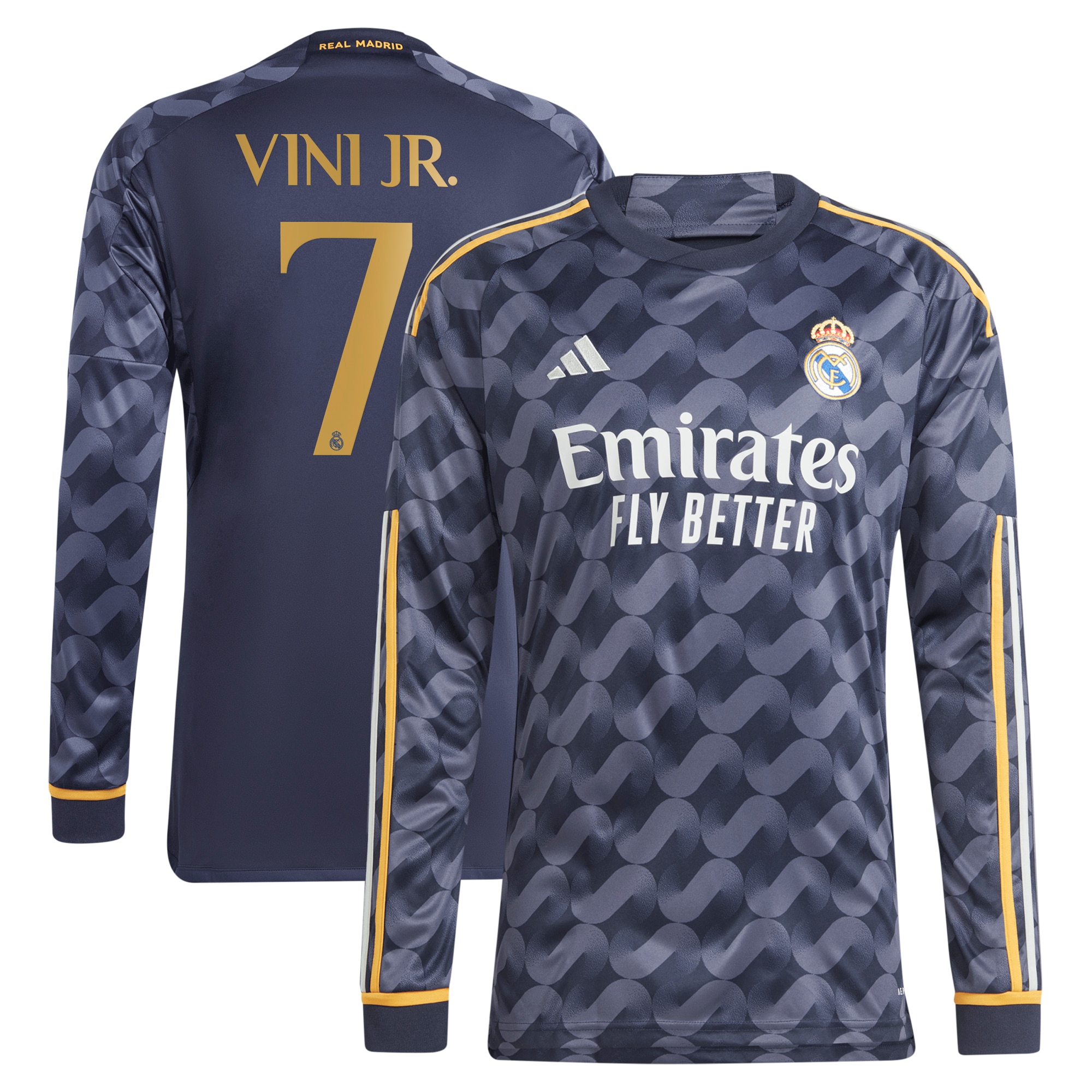 Vinicius Junior Real Madrid 2023/24 Away Long Sleeve Replica Player Jersey – Navy