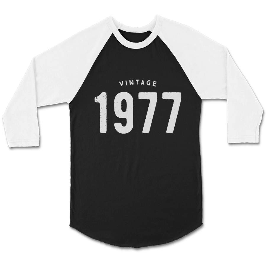 1977 Vintage 40th Birthday Gifts Funny Retro CPY Unisex 3/4 Sleeve Baseball Tee T-Shirt