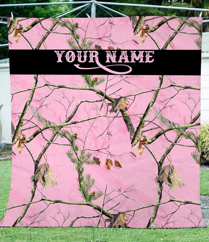 [Personalized Name] Pink Realtree Camo-  Unique Gifts Ideas For Home Decor Gifts For Family – Fleece Blanket Sherpa Blanket