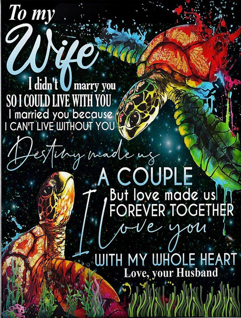 Wife Blanket To My Wife I Didn’T Marry You Husband Turtles Fleece Blanket