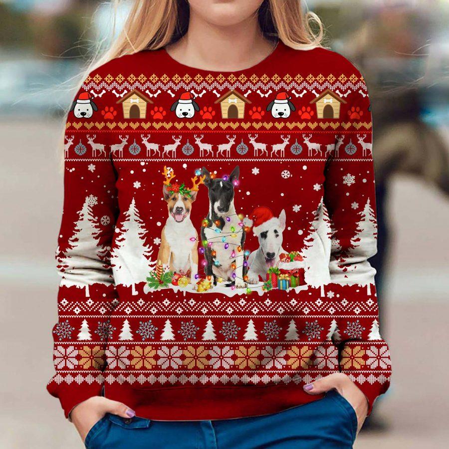 Bull Terrier Christmas – Ugly Christmas Sweater – 3D Sweater