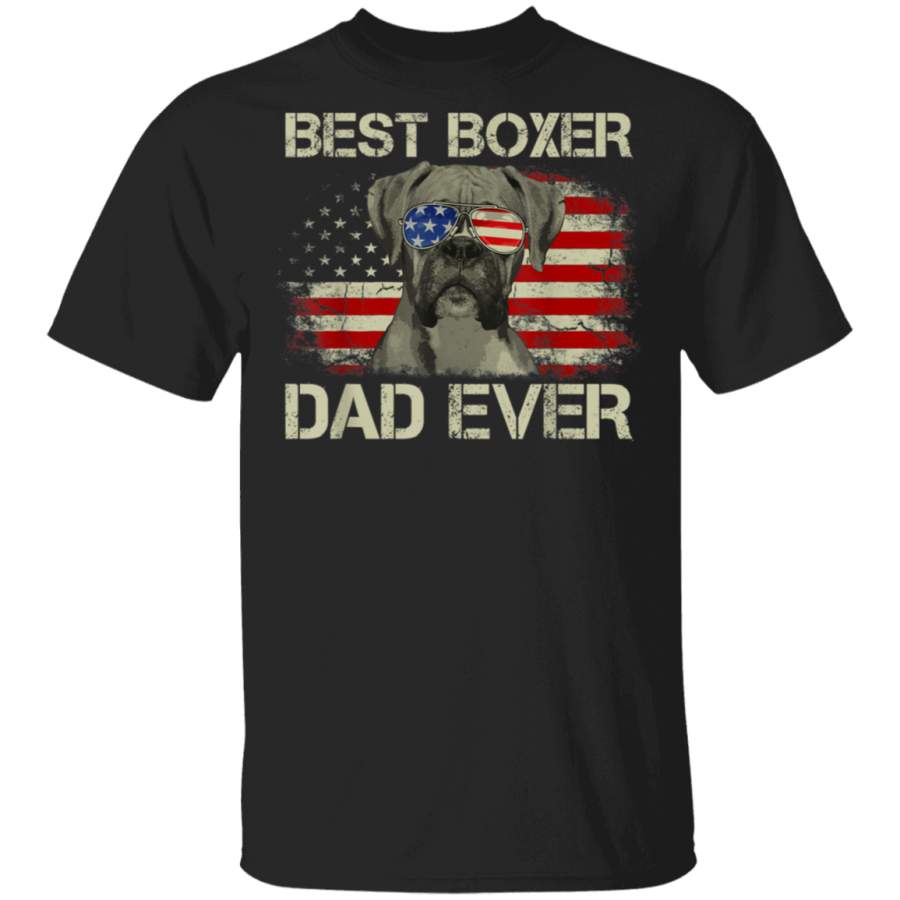 Best Boxer Dad Ever Tshirt Dog Lover American Flag Gift T-Shirt