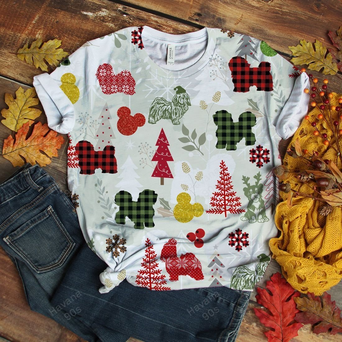 Havanese T-shirt Christmas Flannel V3