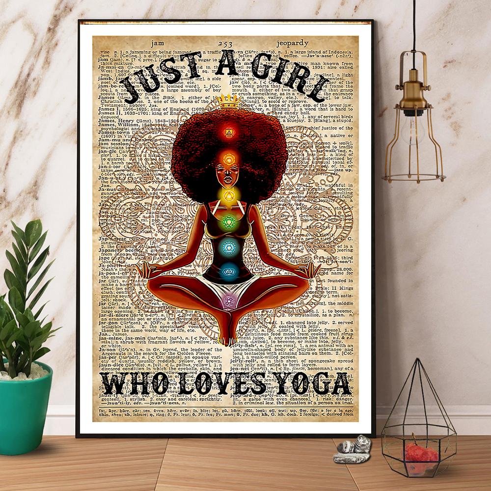 Vintage Black Girl Yoga Just A Girl Who Loves Yoga Paper Poster No Frame