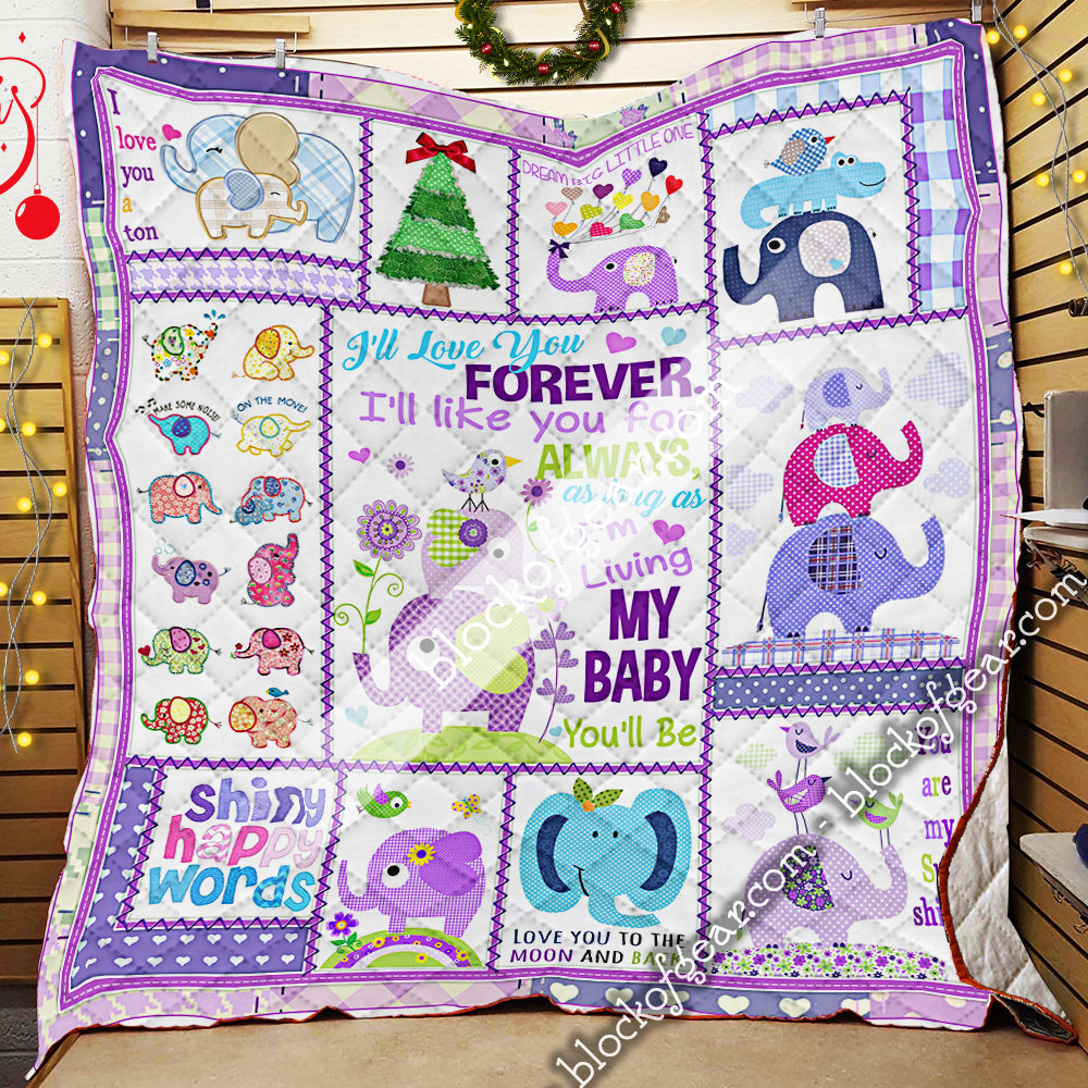 I’Ll Love You Forever  I’Ll Like You For Always  Elephant Cartoon  Quilt Blanket