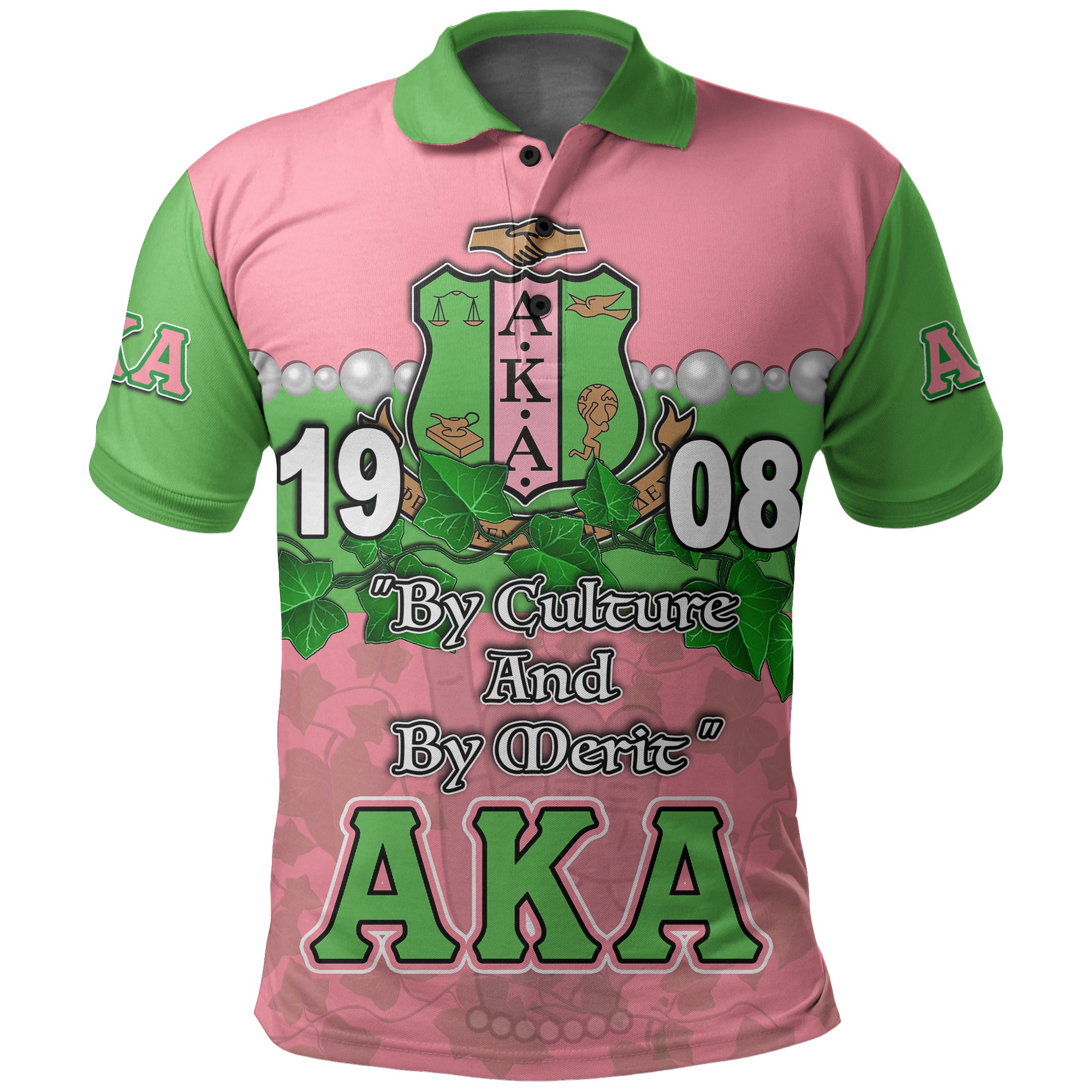 Alpha Kappa Alpha Polo Shirt Ivy Leaf Pink Style Lt6