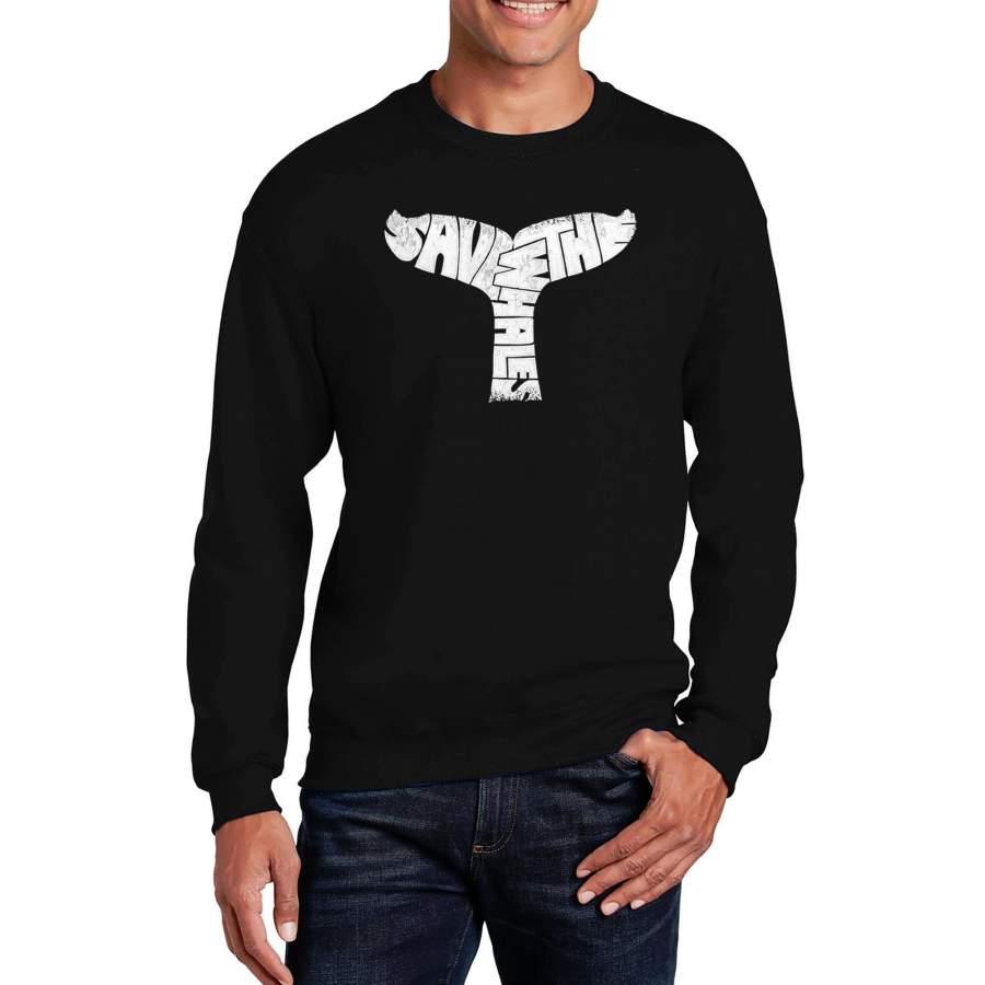 LA Pop Art Men’s Word Art Crewneck Sweatshirt – SAVE THE WHALES