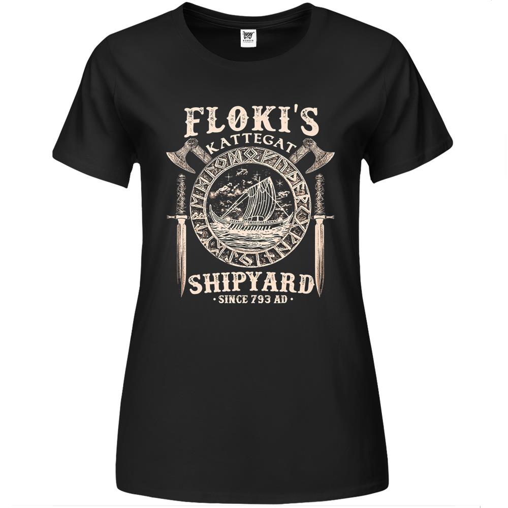 Flokis Shipyard Kattegat Viking Ship And Sword Premium Womens Tshirts