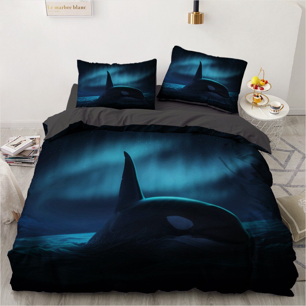 3D Bedding Sets Sea Dolphin Duvet Cover Set Blue Bed Linen Pillowcase King Queen Full Size Cute Home Texitle