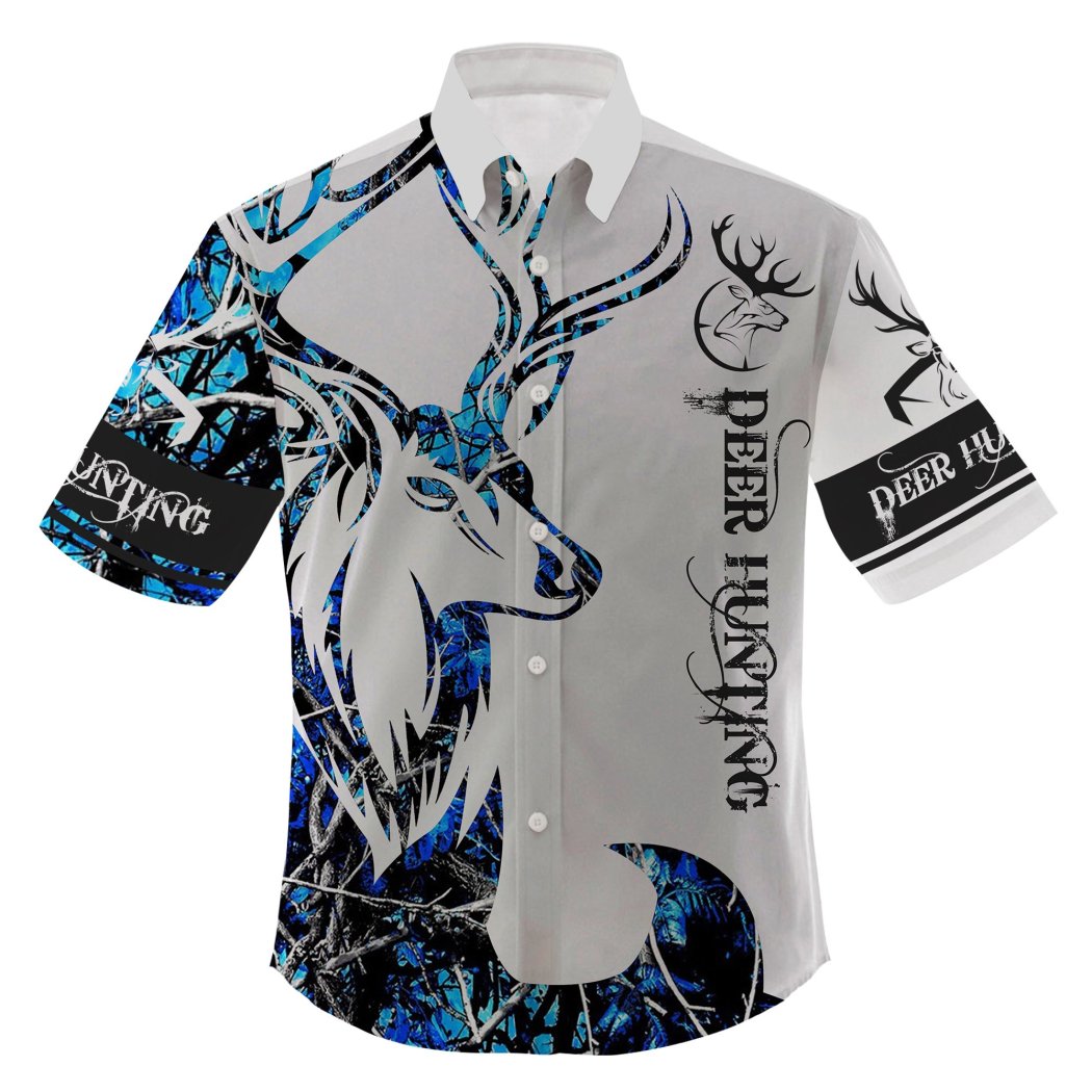 Blue Neon Deer Hunting Lover Hawaiian Shirt For Hot Summer Ha30957