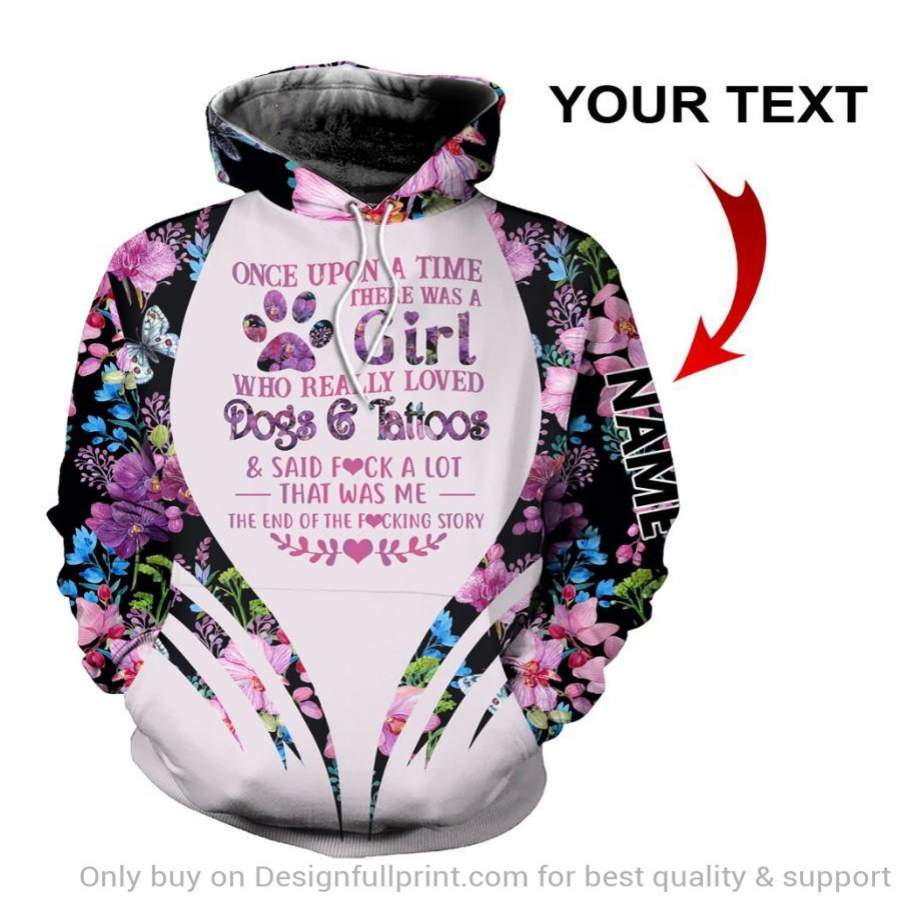 Girl Who Really Loved Dog And Tattoos Personalized Unisex Hoodie