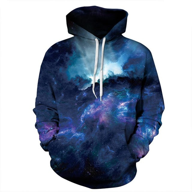 Blue Flaring Universe 3D Sweatshirt Hoody