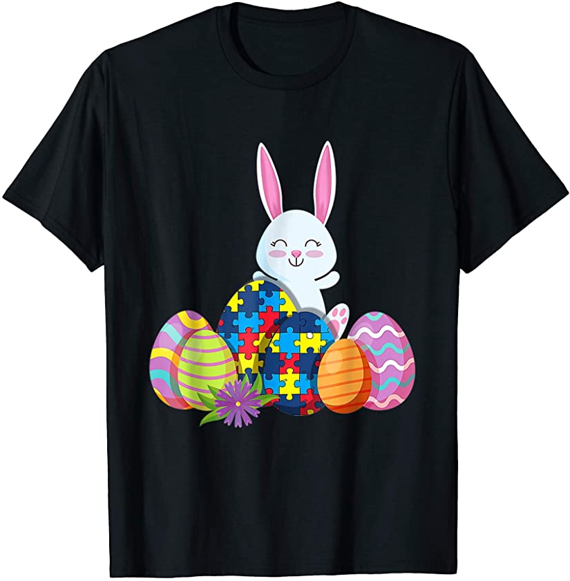 Autism Awareness Puzzle T-Shirt Easter Bunny Eggs Funny T-Shirt