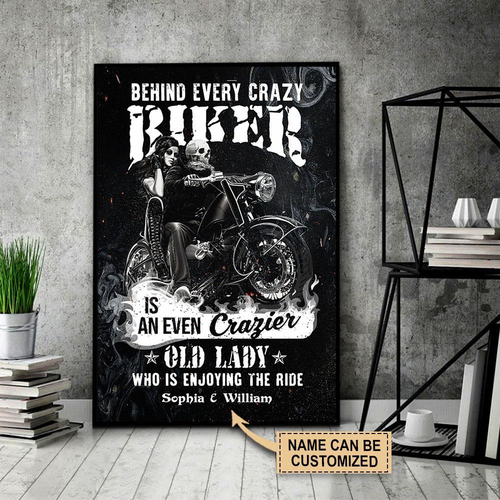 Aeticon Gifts Personalized Motorcycling Crazy Biker Even Crazier Canvas Mom Dad Gift Home Decor