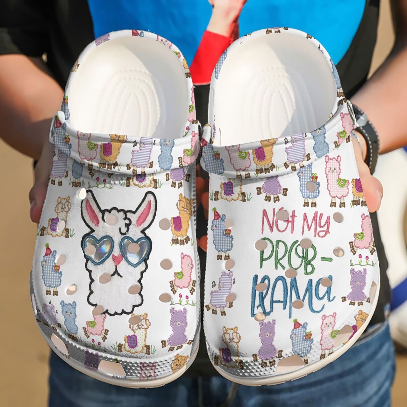 Llama Personalized Clog, Custom Name, Text, Color, Number Fashion Style For Women, Men, Kid, Print 3D Not My Prob Llama