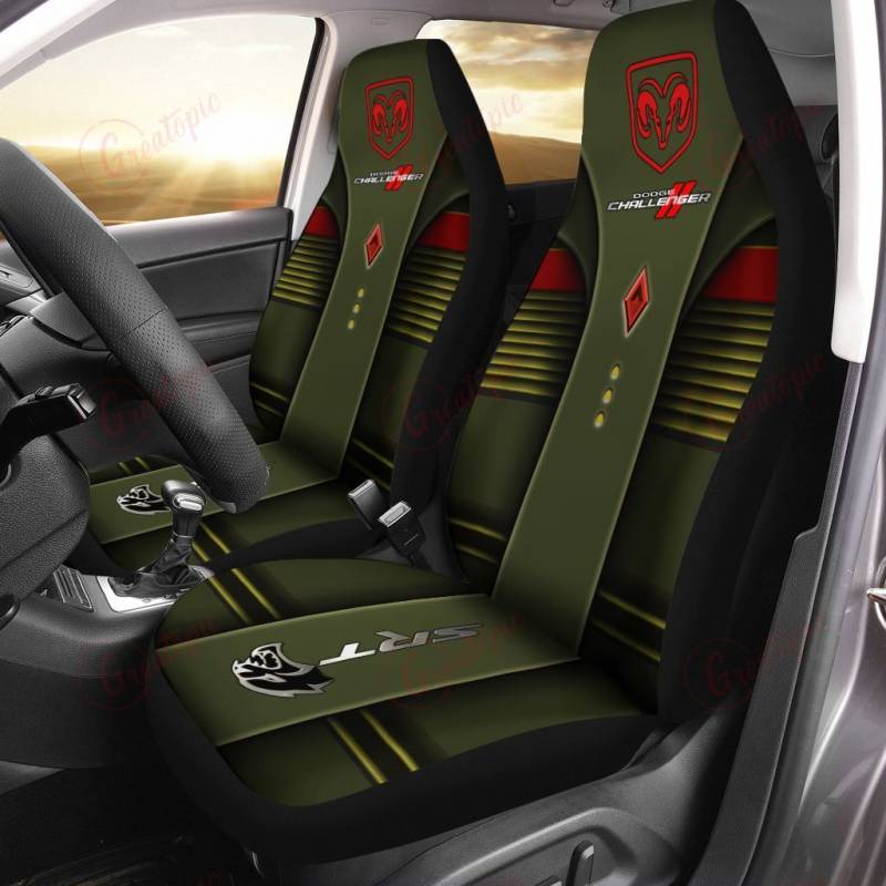 Dodge Challenger NCT Car Seat Cover (Set of 2) Ver 1 (Dark Green)