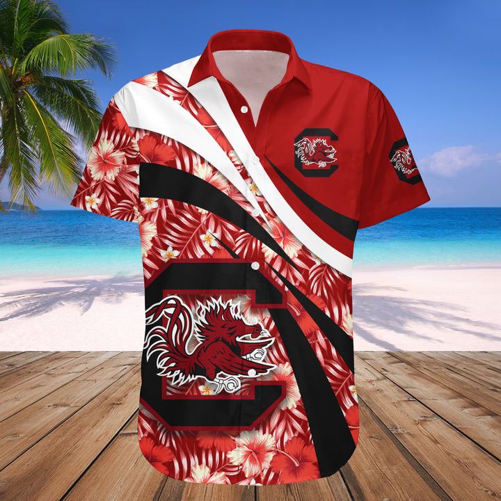 NCCA South Carolina Gamecocks Red Black Hawaiian Shirt V9 Aloha Shirt