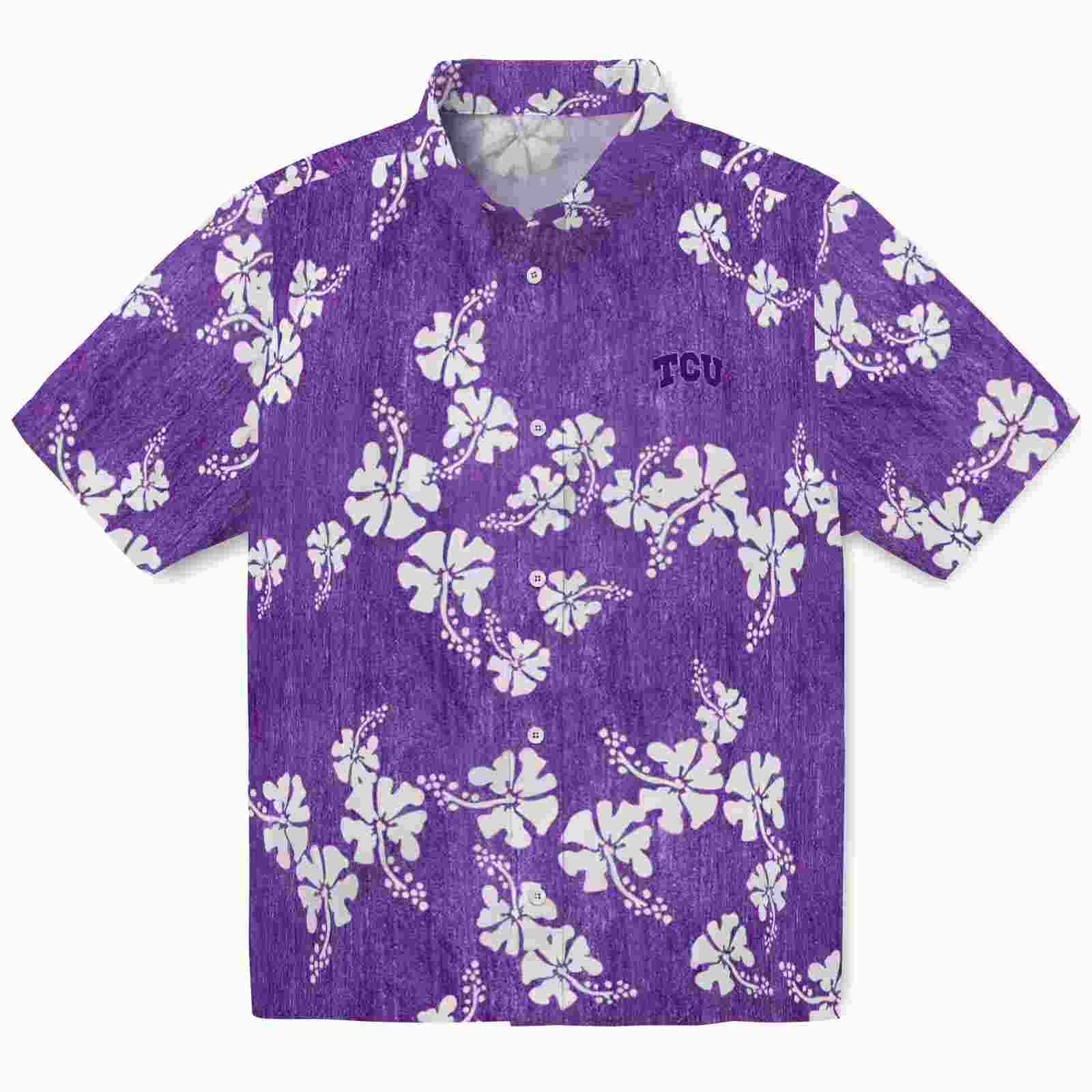 Tcu Horned Frogs Hibiscus Clusters Purple Hawaiian Shirt