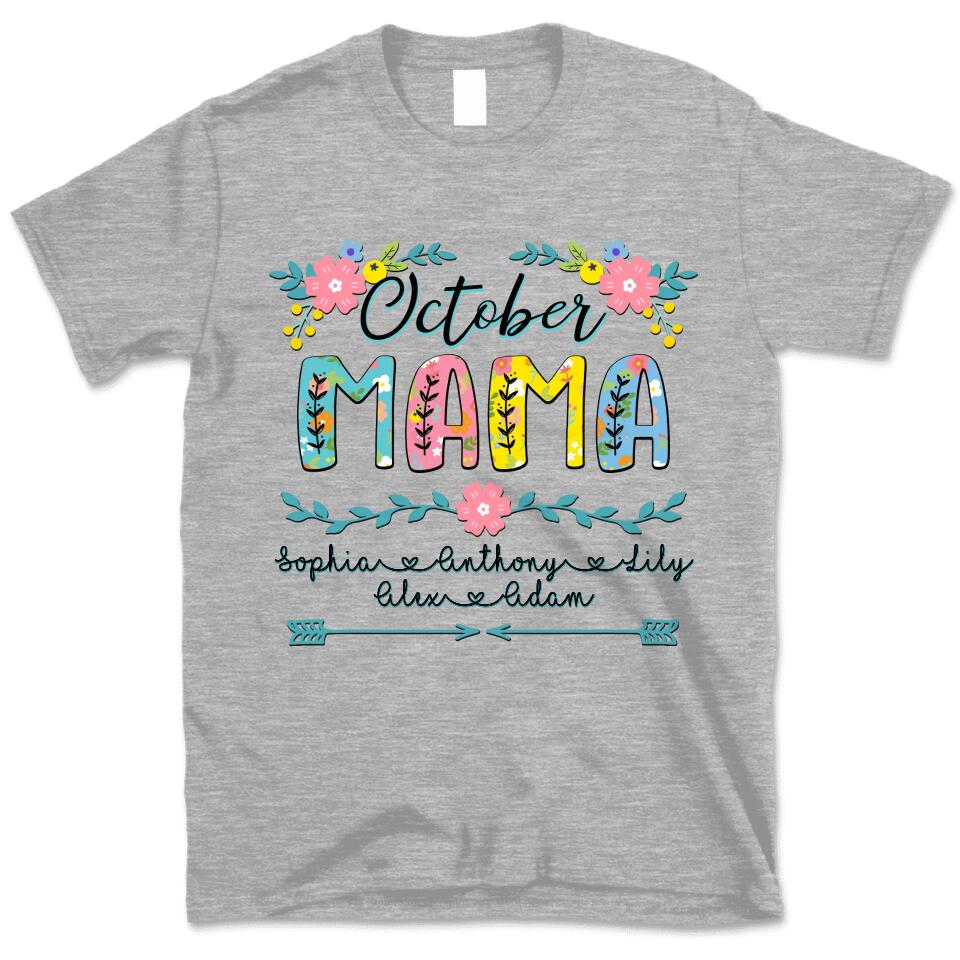 (Custom Name) October Mama Gift For Mom Personalized Mother’S Day Shirt