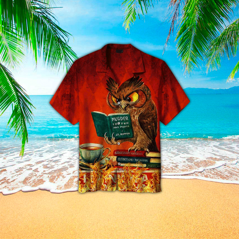 Unifinz Book Hawaii Shirt Owls Reading Red Aloha 2022 Ha50787