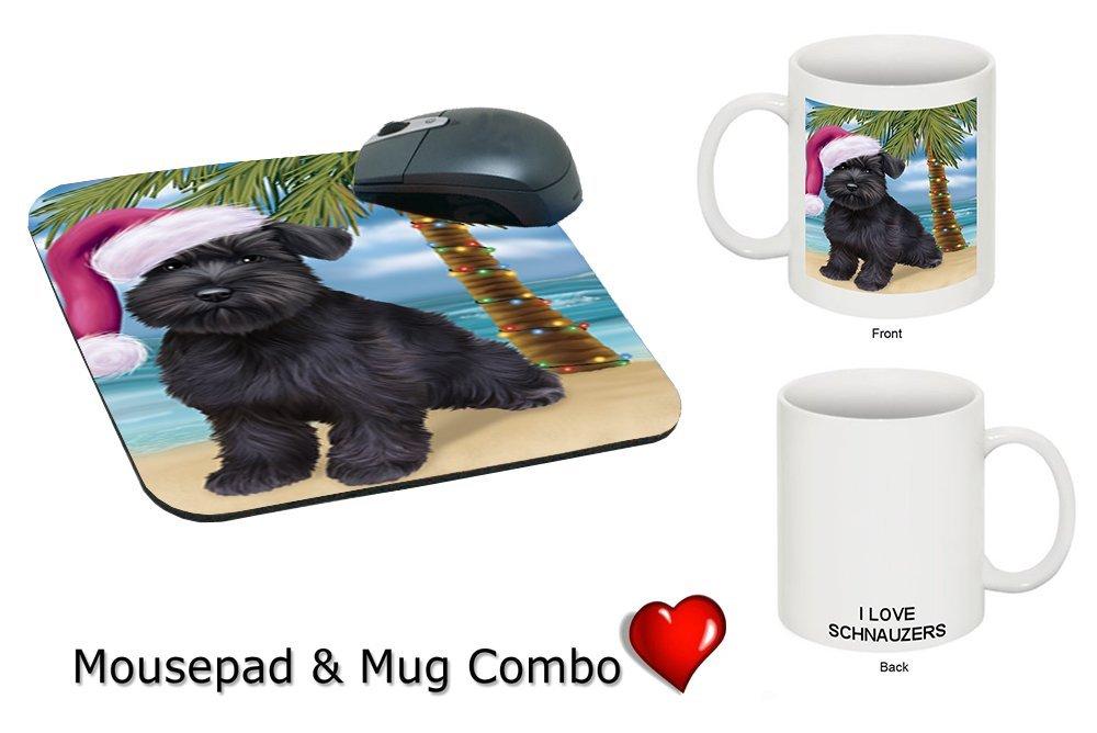 Summertime Schnauzer Puppy On Beach Christmas Mug & Mousepad Combo Gift Set Mmcg1137