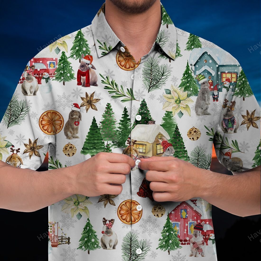 Rabbit Hawaiian Shirt Xmas Tree