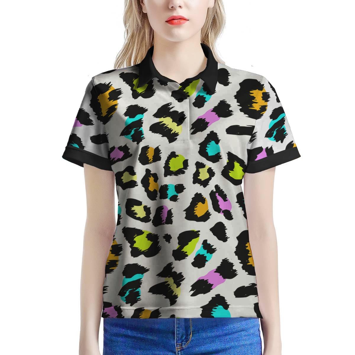 White Leopard Women’S Polo Shirt