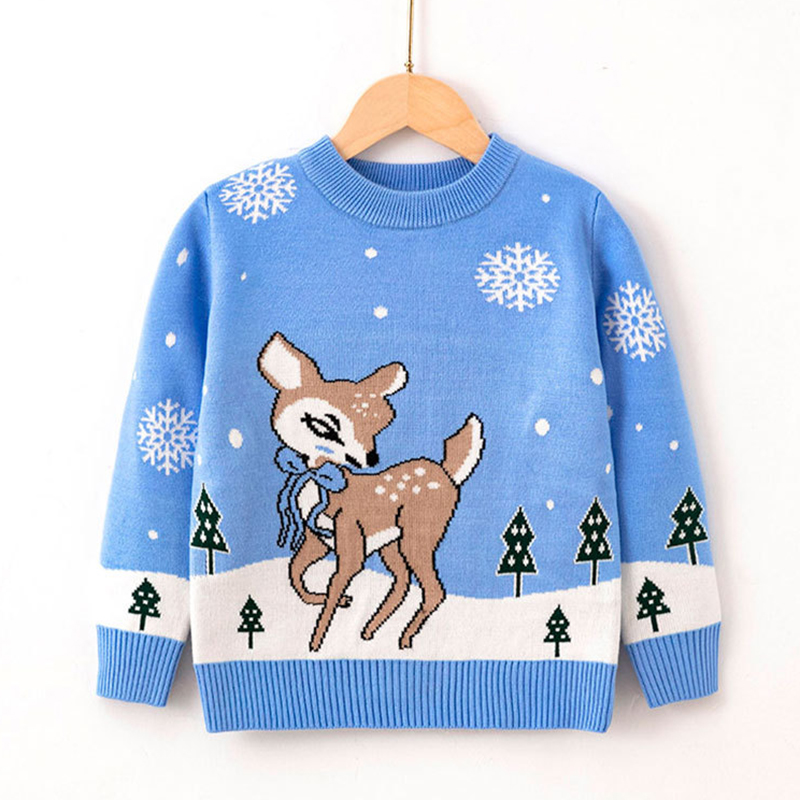 1-7Yrs Christmas Kids Sweaters Autumn Winter Baby Boys Girls Clothes Sweater Christmas Tree Knit Pullover Tops Children Clothing alx