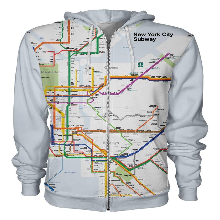 New York Subway Zip Hoodie