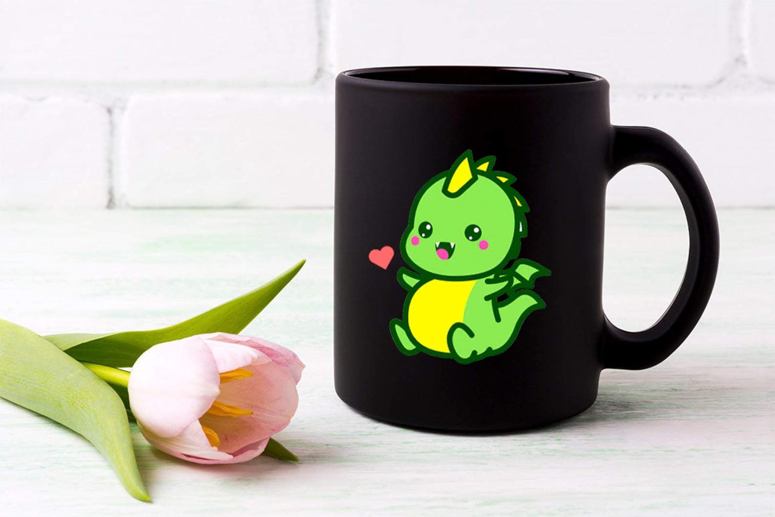 Cute – Kawaii Dinosaur Ceramic / Dinosaur Lover Gift – Adorable Pastel Kittens Anime Mug Black Ceramic 11-15Oz Coffee Tea Cup