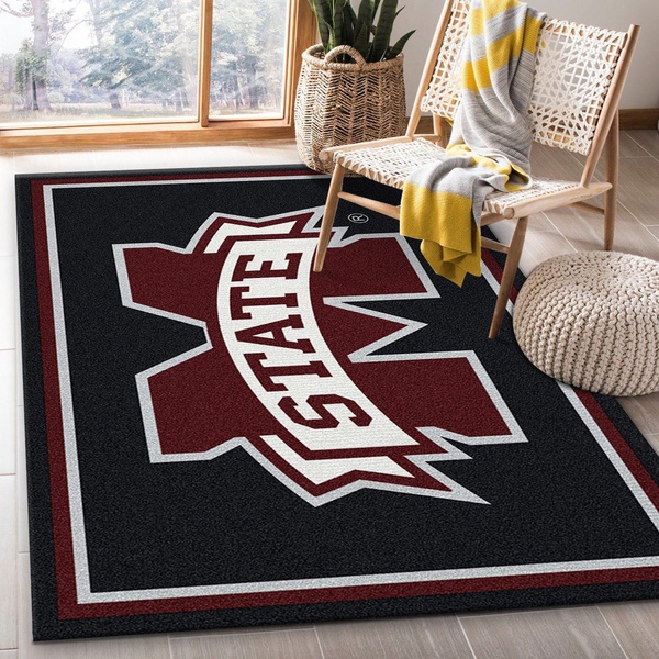 College Spirit Mississippi State Sport Area Rug Team Logo Home Decor Floor Decor