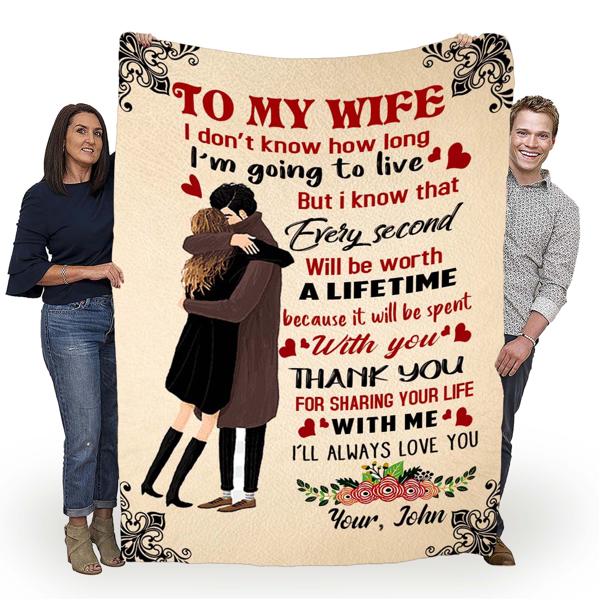 To My Wife- Thank You For Sharing Your Life With Me Customized Blanket For Wife