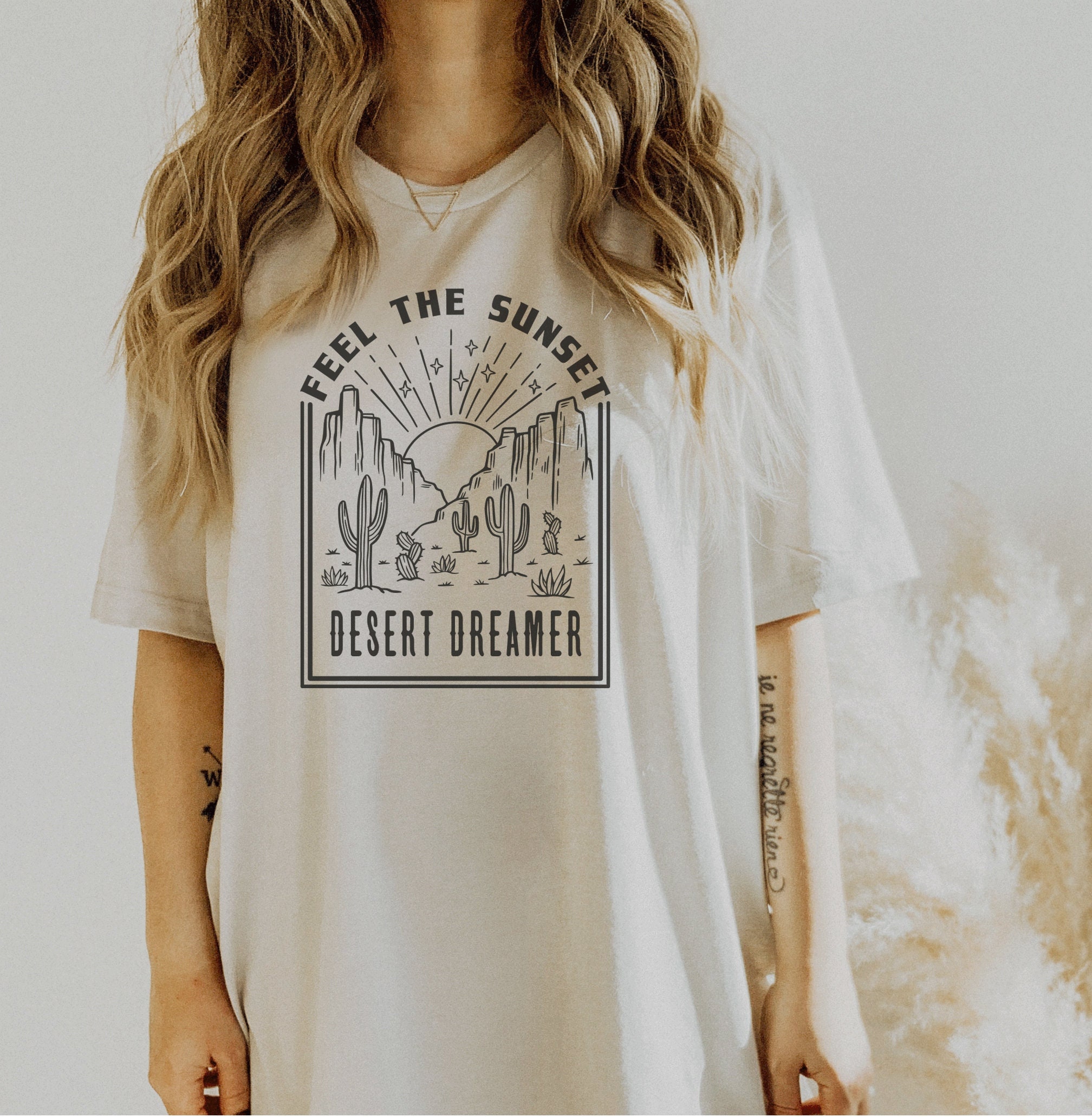 Desert Dreamer tshirt, Hiking Tees, Boho Shirts, Wilderness Graphic Tee, Cool Outdoors Print, Cactus Art, Sun Art, Hippie Boho Tee