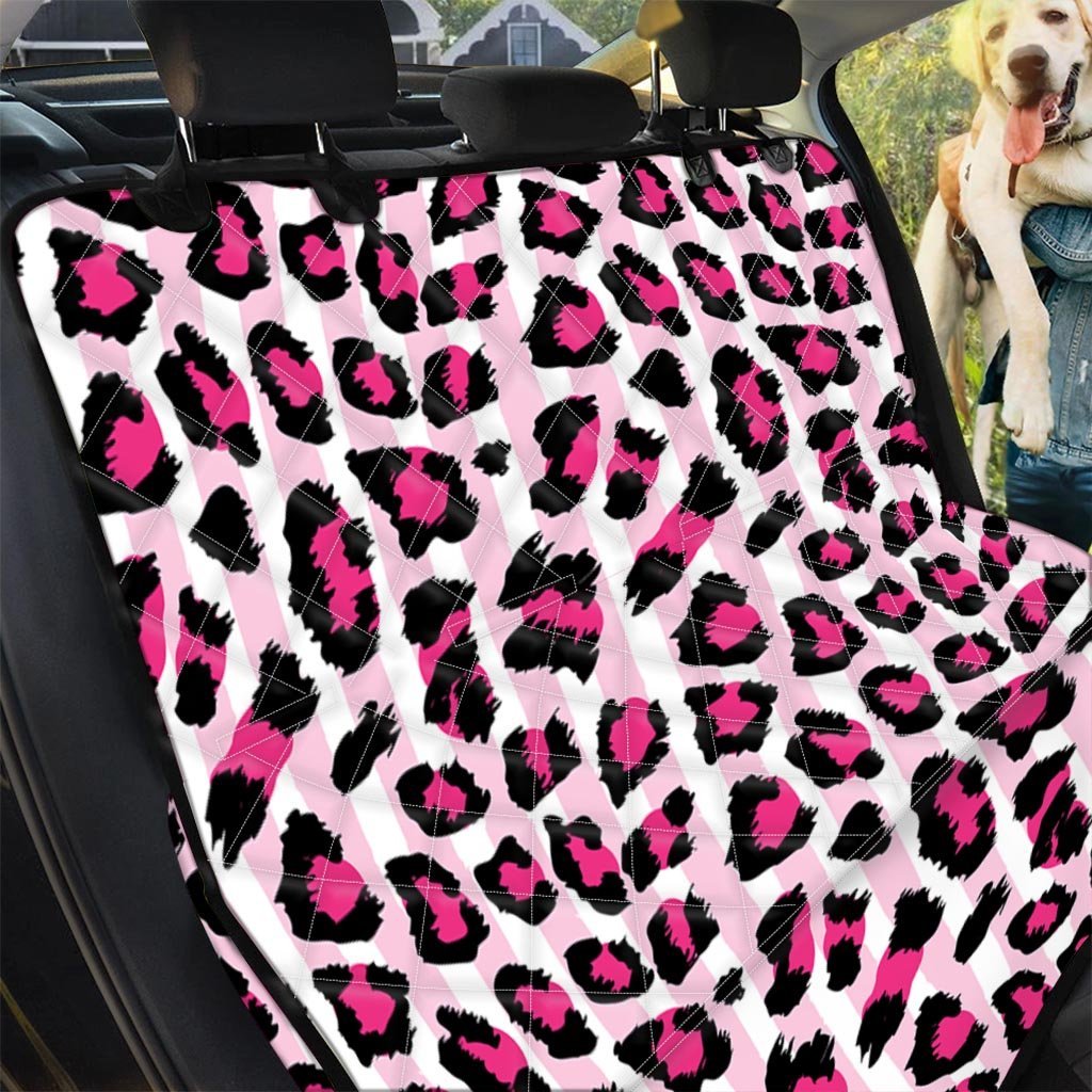 Pink Striped Leopard Pet Car Seat Cover