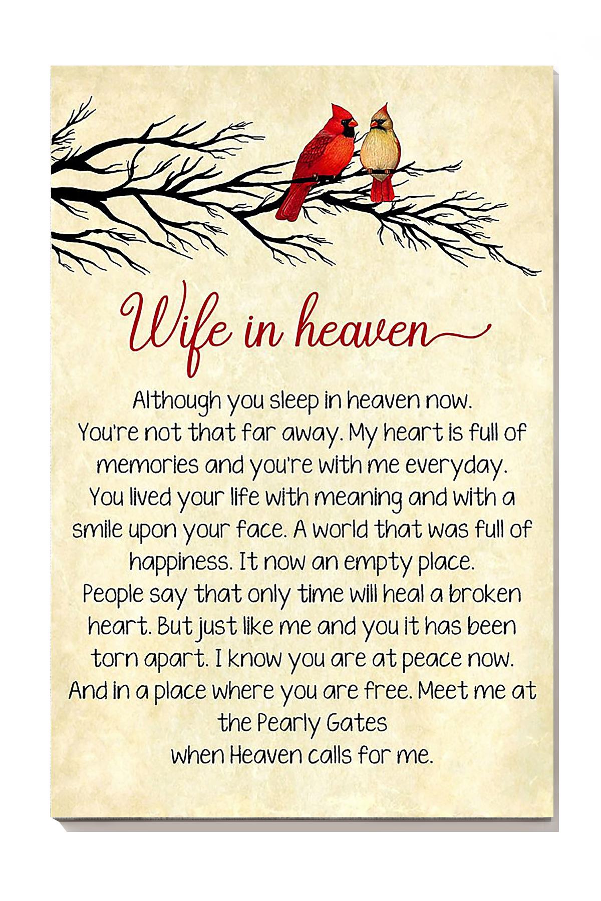 Wife In Heaven Quote Wall Art For Couple Wife Birhday Home Decor Wrapped Canvas