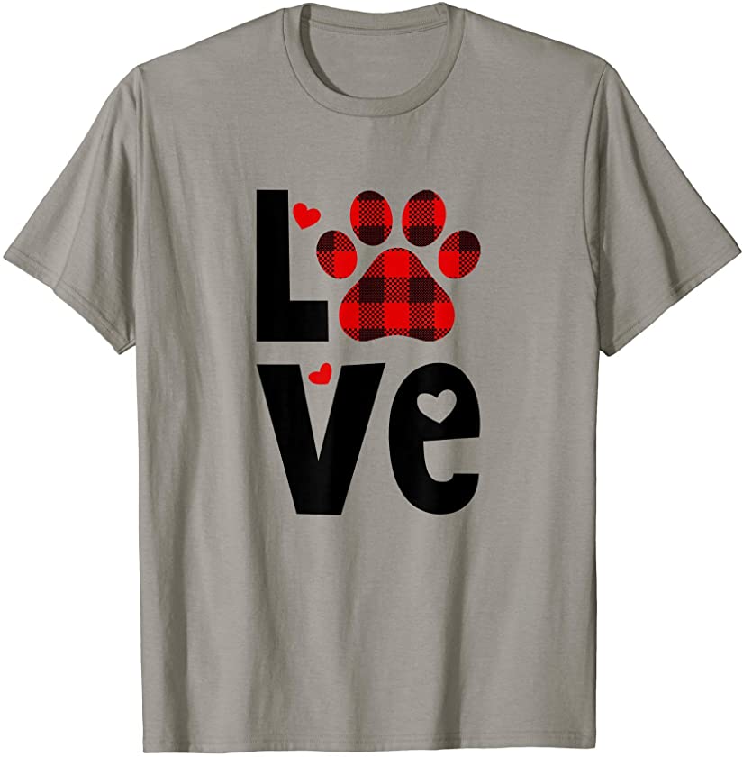 Puppy Dog Paw Print Dog Lover Heart Cat Mom Love Pet Paw T-Shirt