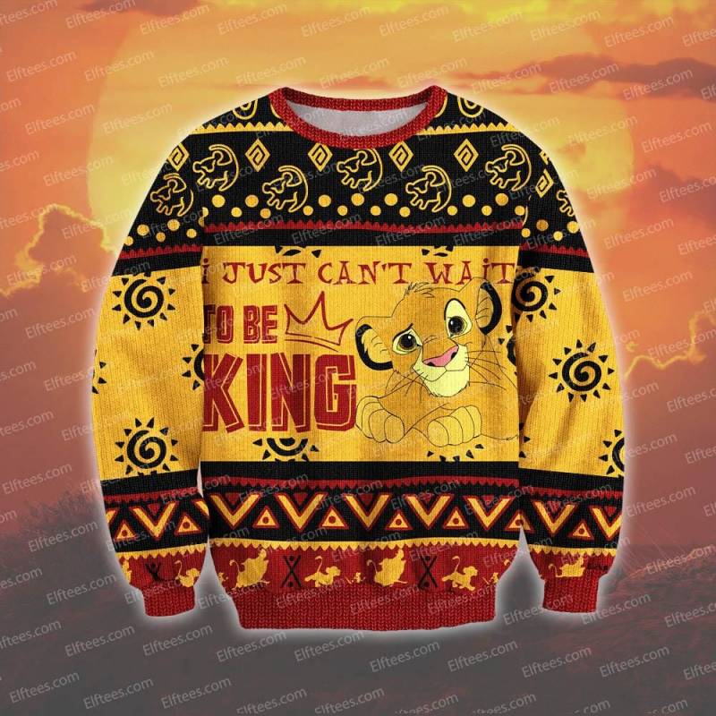 Simba I Just Can’t Wait To Be King Knitting Pattern 3D Print Ugly Christmas Sweater – LK28